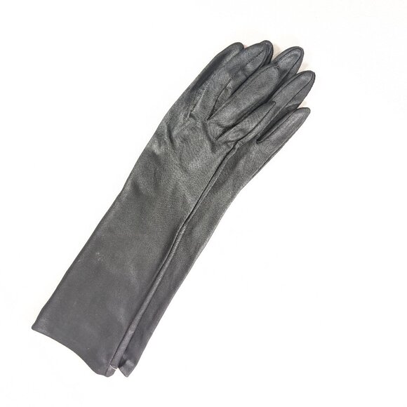 Vintage "NYLONS BY AUSTIN" Canadian black fabric opera gloves size 7.5 - Picture 3 of 11